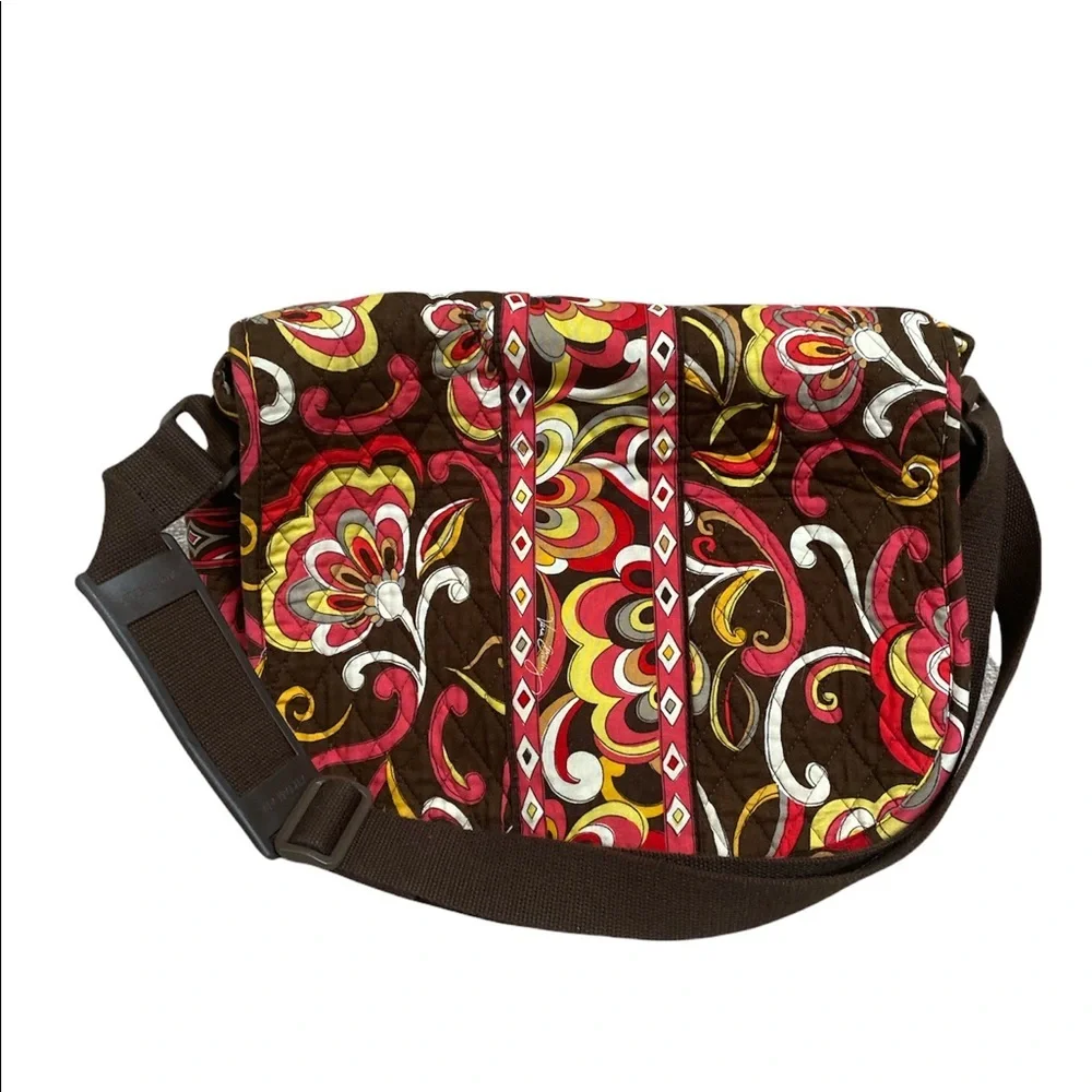 Vera Bradley floral print messenger bag 15”x12” brown